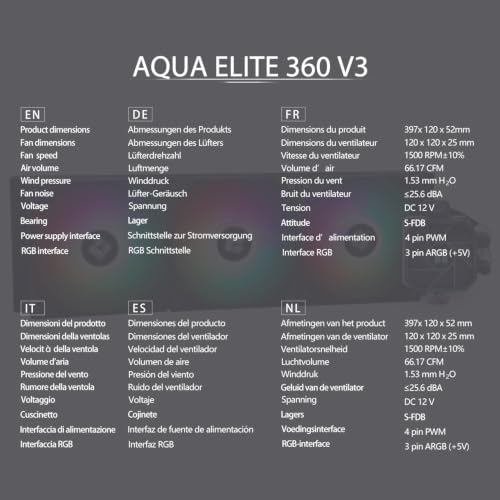 Image of TR-Thermalright Aqua Elite 360 V3 Aio CPU Cooler-360mm Liquid Cooler,3x120mm ARGB Cooling Fan,Easy Installation,Compatible with AM5 /AM4, LGA1851 /1700 /115X /1200, Black