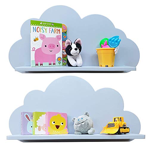 Estantes en la nube disponibles en blanco, rosa, azul o gris para niños, bebés, guarderías y dormitorios (2 estantes) estante flotante - GRIS