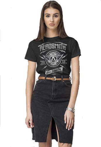 CAMISETA FEMININA BÁSICA ESTAMPADA JOSS - AEROSMITH PRETO (M)
