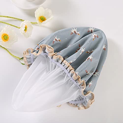 Jayutson 3 Packs Women Shower Cap, Reusable Shower Cap, 10.6" (About 27Cm) Double Waterproof Ladies Shower Cap, Washable Ladies And Girls Hair Cap, Double Waterproof Layer Shower Cap(Navy Blue + Olive Green + Powder) #TOP4