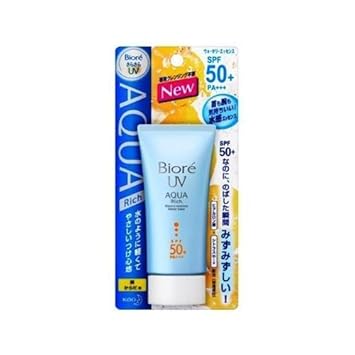 Amazon Com Kao Biore Japan Aqua Rich Watery Essence Sunblock Sunscreen Blue Face Neck Spf50 Beauty Personal Care