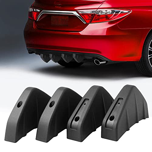 4Pcs Universal Curved Shape Rear Bumper Diffuser Shark Fin Spoiler Trim Covers Decoration Set Lip Wing Splitter, Black