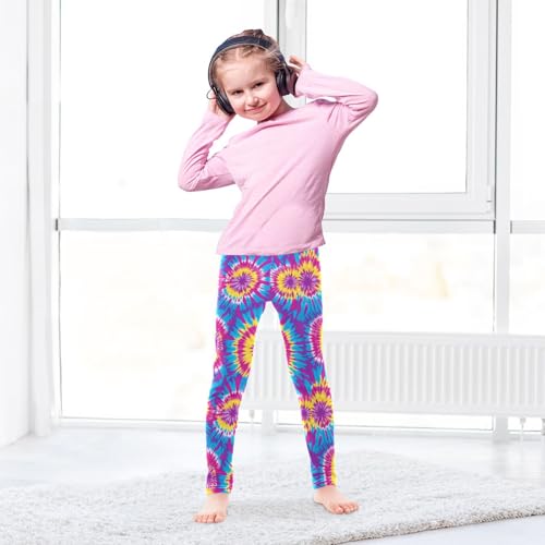 Trippy Tie Dye Girls Leggings Soft Stretch Workout Yoga Dance Pants for Kids Casual Tights4