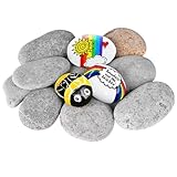 【12PCS Painting Stones】This is a set of 12 river rocks for painting, 2-3" in size. Please pay attention to the size. Uniform size to meet your various painting needs and painted effect stones 【Easy to Paint】The rock for painting is easy to paint, but...