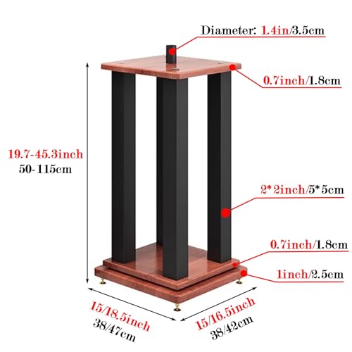 Supports d'enceintes bibliothèque marron 47cm pour salon et studio - 3