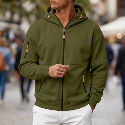 Mens Zip Up Hoodie Tactical Hoodie Fleece Comfy Sweatshirt Zipper Pockets - image 2