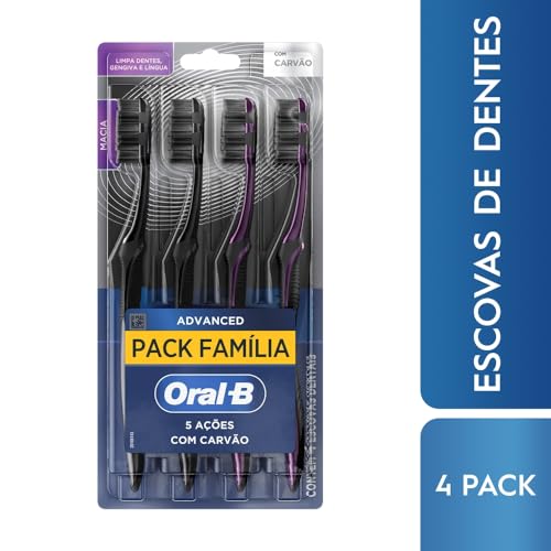 Encontraproduto.com.br - Oral-B Escova de Dente 5 Ações Carvão 4 Unidades