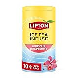 Lipton Ice Tea Infuse Hibiscus Raspberry Cold Brew Tea Bags for On-The-Go or At Home 10 Count (Pack of 1)