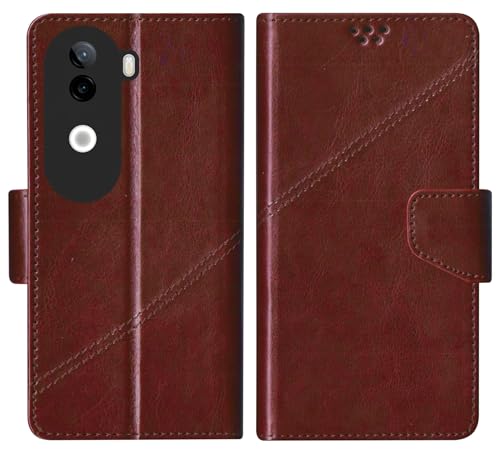 Image of SBMS Flip Cover for iQOO Z9s 5G / Vivo V40e 5G Back Cover Case with Magnatic Closure | Inbuilt Stand | Card & Money Pocket (Coffe Brown)