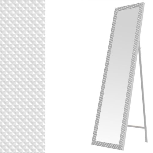 LOLAhome Espejo de Pie, Color Blanco con Textura, de Cuerpo Entero, Marco de Plástico, Forma Rectangular de 37x157 cm, para Dormitorio, salón, Cuarto de baño, Pasillo… - imagen 2