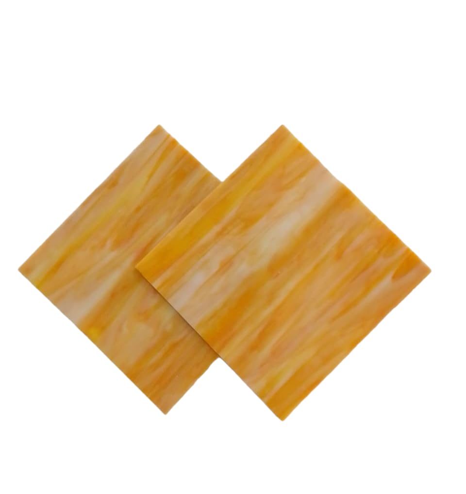 Stained Glass from Sai Mosaic Art, 2 Pc of 4"x4" for Mosaic Work Orange