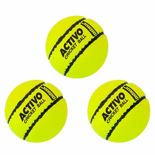 Image of jaspo Rubber,Wool Felt Activo Super Cricket Tennis Ball Light Weight 80 To 85 Grams,High Bounce,Durable,Developed With Innovative Technique,Unique Design,Match Quality,66 Mm Diameter(Pack Of 3,Green)