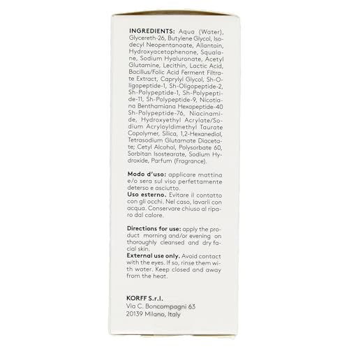 Korff Biorevitalizing HA Serum do twarzy, Leczenie odczulające i odnawiające, Nawilżona, Jasna i Zwarta Kwas Hialuronowy, Formuła 30 ml