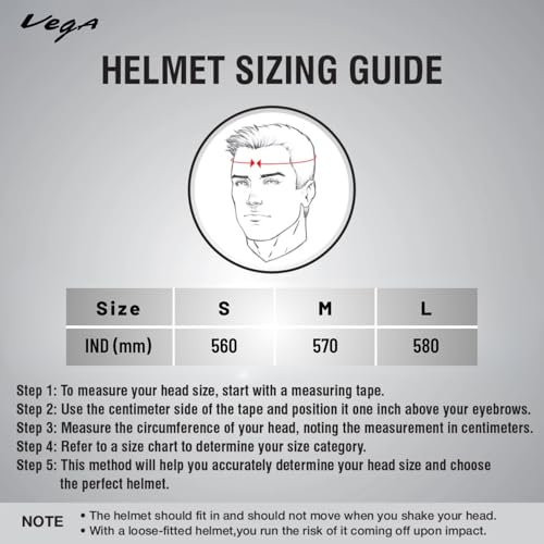 Image of Vega Cliff ISI Certified Lightweight Full Face Gloss Finish Helmet for Men and Women with Clear Visor(Black, Size:M)