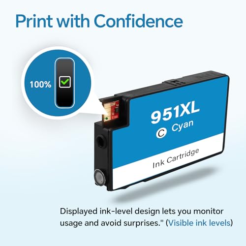 Image of 950XL and 951XL Ink Cartridges Combo Pack Compatible for HP 950 951 Ink Cartridge (Black, Cyan, Magenta, Yellow) 4-Pack Work with OfficeJet Pro 8600 8610 8620 8100 8630 8640 8660 76DW 251DW Printer