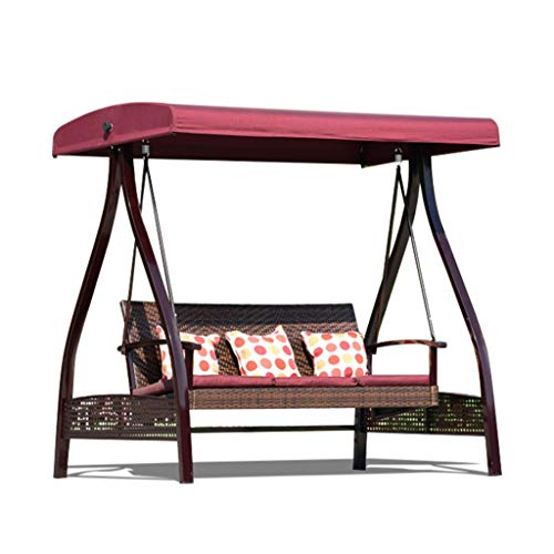 HTPOW-M Outdoor Swing Rocking Chair, Adjustable Sun Protection Roof Polyester Cushion Patio Armchair 1121-YY