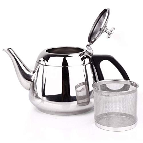 Kochkessel Edelstahl Teekanne Kleiner Silberkessel Mit Infuser Filter Und Deckel Großes Fassungsvermögen 1,5 Liter Induktionsherd Flachboden Teekanne