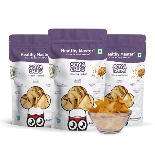 Image of Healthy Master Soya Chips Combo 300g (100g Each) Pack of 3 | Light & Crispy Healthy Chips | Gluten Free & Vegan I No Palm Oil, No Artificial Preservatives & Natural Ingredients I Healthy Snacks for Adults & Kids
