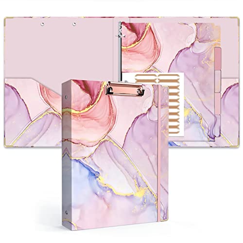 Lateefah 3 Ring Binder, 1 Inch Round Ring Binder With 5 Tab Dividers, Cute Clipboard Binders With 2 Pockets, Decorative Three Ring Binder For Women, School And Office Supplies #TOP12