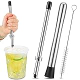 2 Pcs Straw Puncher and Muddler for Lemonade Plastic Lids Cups, Straw Hole Puncher, 304 Stainless Steel Muddler, Fresh Squeezed Lemonade Stand Supplies