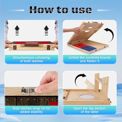 NZQXJXZ Zestaw Cornhole do użytku na zewnątrz, 2 w 1, gra typu collapse Cornhole z workami do siedzenia i torbą do przenoszenia, na podwórko, trawnik, plażę, kemping, do gry na świeżym powietrzu