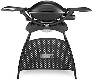 Weber Q2000 Gas Grill Barbeque with Stand & Foldable Side Tables | BBQ Grill & Char Griller | Cast Aluminium Lid Cover & Body | Portable Premium Classic Free-Standing Gas BBQ - Black (53010374)