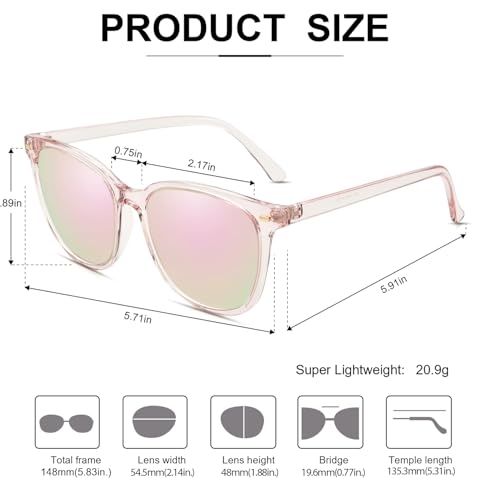 Myiaur Polarized Sunglasses for Women, Square Mirrored Trendy Shades with UV Protection Reduce Glare Sun Glasses - Image 5