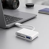 SD Card Reader USB Adapter for Phone Tablet, Plug and Play Memory Card Reader Supports SD TF MicroSD Camera Viewer No App