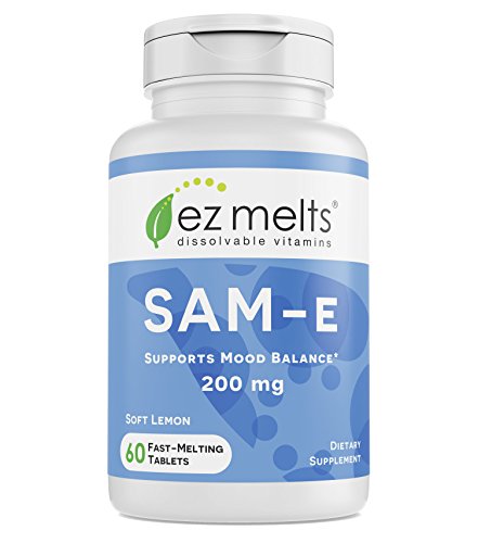 EZ Melts SAM-e for Mood, 200 mg, Sublingual Vitamins, Vegan, Zero Sugar, Soft