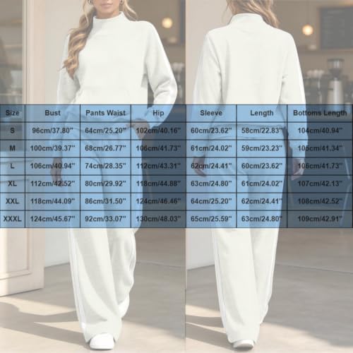 Fall 2 Piece Sets for Women Dressy Mock Neck Pullover & Sweatpants Outfits | Womens Sweatsuits 2 Piece Set, Loose Fit, Side Striped, Sweatshirts with Kangaroo Pocket, Wide Leg Pants, Trendy Travel Sets - image 6