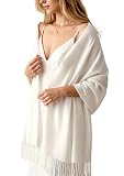 Achillea Soft Silky Pashmina Scarf for Women – Shawl Wrap for Evening Dresses, Bridesmaids, Weddings & Everyday Wear (Ivory)