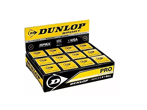 Caixa 12 Bolas de Squash Dunlop Revelation Pro 2 Pontos Amarelos