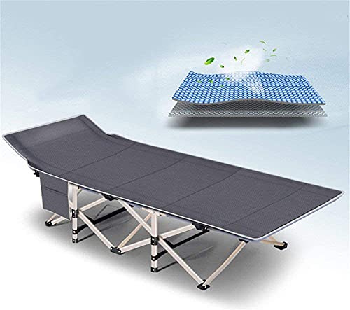 Image of Folding Camping Cot, Portable Folding Camping Bed Ultralight Compact Deck Chair Summer Beach Office Lunch Break Single Nap Bed