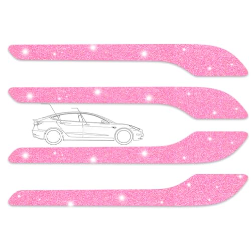 Image of Bling Tesla Door Handle Stickers 4PCS Shiny Adhesive Protection Stickers for Model 3 Y Bling Bling Anti-Scratches Tesla Door Cup Protector, Non-Marking Auto Door Handle Protective Film