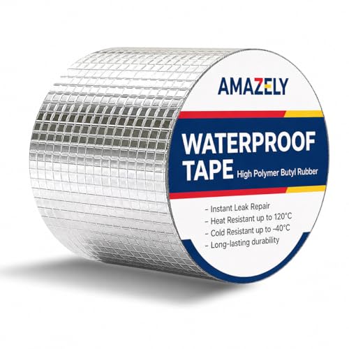 Image of Waterproof Aluminium Tape for Roof Leakage | Heavy Duty Butyl Tape for Roof Leak Water Tank Window & Pipe Repair | Weatherproof Seal Tape | 10CM x 5M