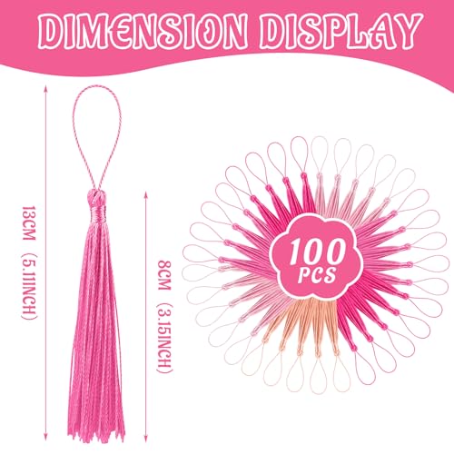 Image of 100 Pcs Bookmark Tassels Bulk Pink Series Soft Craft Silky Handmade Mini Tassels for Jewelry Making with Loops for DIY Craft Accessory Dress Decoration