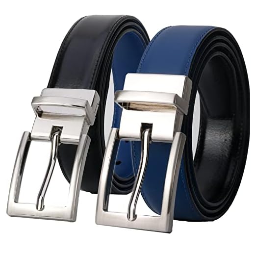Cinto masculino reversível 100% couro de vaca italiano Lavemi, cinto casual para homens, um reverso para 2 cores, acabamento para ajuste, Estilo 7, Adjustable from 42" to 46" Waist