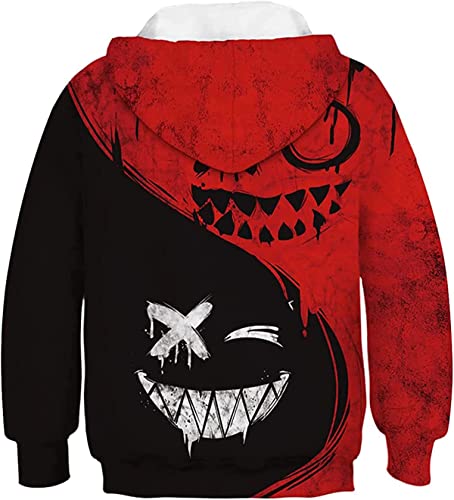 Raincol 3D Print Boys Hoodies Graphic Cool Pullover Sweatshirts Novelty Clothes For Kids Girls 14-16T Black Red #TOP1