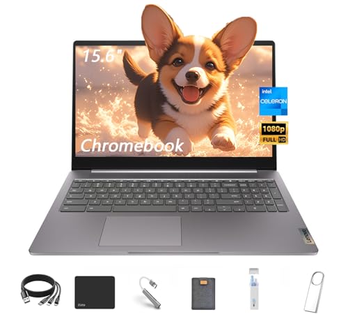 Lenovo IdeaPad 3i 39.6 cm FHD Chromebook, Intel Celeron N4500, Intel UHD Graphics, 4GB RAM, 64GB eMMC, HDMI, Bluetooth, Chrome OS, Arctic Grey, com kit de acessórios 5ave 6 em 1