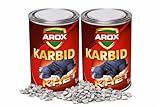 AROX Carbure 2 x 1 kg – Granulés de carbure de calcium – Qualité supérieure – Pour jardin, extérieur et utilisation en extérieur – Effet puissant – Fiable et économique