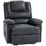 HOMCOM Manual Recliner Chair, PU Leather Reclining Chair, Single Recliner Sofa for Living Room with Footrest and 2 Side Pockets, Black