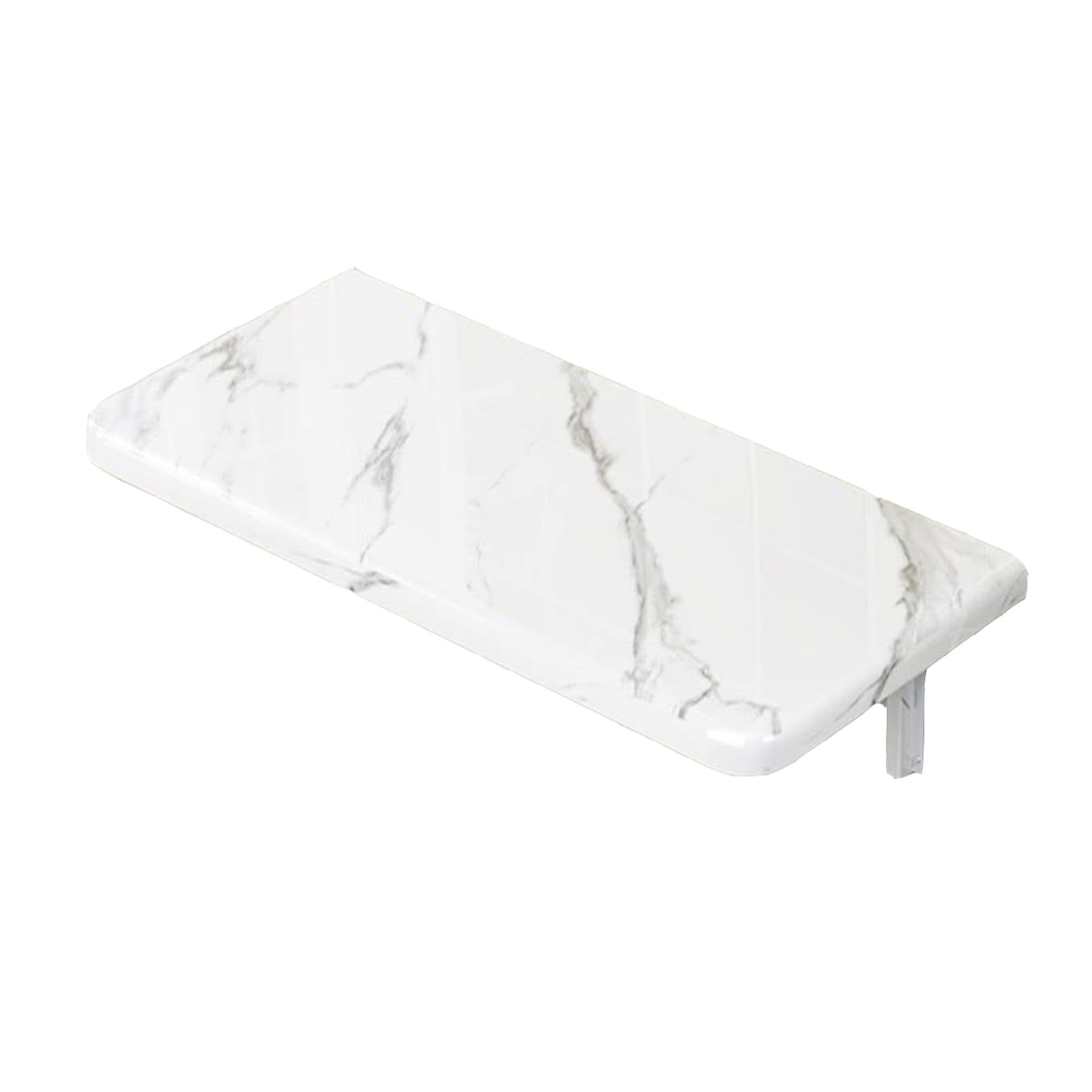 Składana półka ścienna, biały kamień (40 x 40 cm) – wiszące biurko oszczędzające miejsce do biura, gabinetu, kuchni, jadalni, baru, użytku domowego.