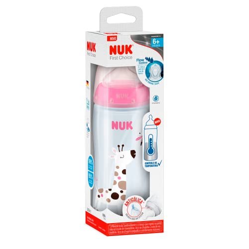 NUK Mamadeira Fc Temp. Control 360Ml S2 - Girl Rosa