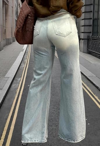 Image of Women's Flare High Waisted Bell Bottom Wide Leg Stretch Classic Denim Pants