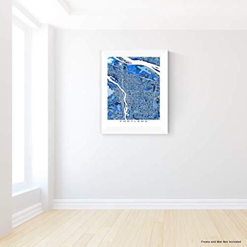 Portland Map Wall Art Print 8X10, Portland Oregon Poster 24X36, Handmade Blue Geometric Portland Gifts, Portland Or Home Decor By Maps As Art #TOP6