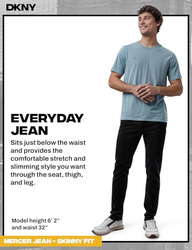 Image of DKNY Mercer Men's Skinny Jeans - Premium Stretch Denim Pants with Classic 5 Pocket Design | Skinny Fit Stretch Jeans for Men