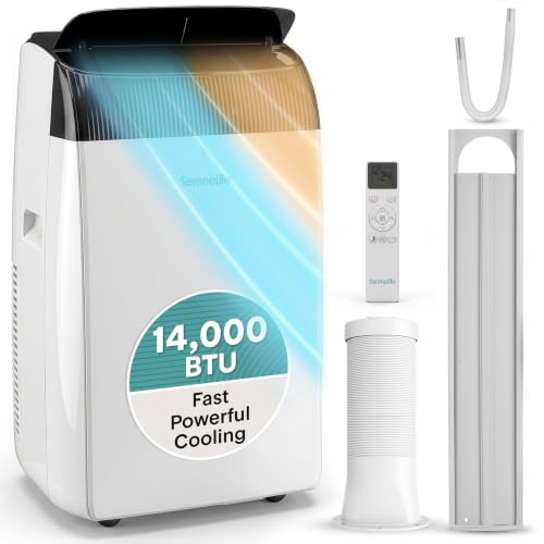 SereneLife Portable Air Conditioner 14000 BTU Air Conditioning Unit with Heat 4 in 1 Portable AC with Dehumidifier Follow Me Function Window Kit & Remote Control