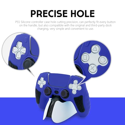 ECHZOVE PS5 Controller Silicone Case (Blue) – Durable, Anti-Slip PS5 Controller Cover with Customizable Joystick Accessories
