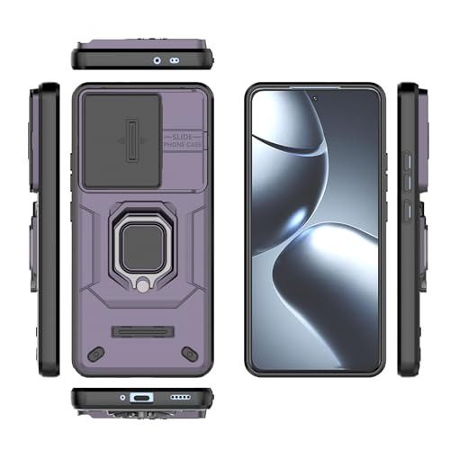 Coque Xiaomi 14T Pro 5G fine violette en PC et TPU avec béquille intégrée