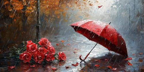 Diamond Painting Parapluie Fleurs Broderie Diamant Complète Ronde Kit Art DIY 100x200cm